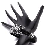 New arrival body jewelry stainless steel leather bracelet northskull bracelet