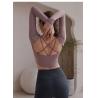 Buy cheap BSCI Tight Fit Womens Yoga Tank Top Sexy Back Hollow Out Long Sleeve Crop Top from wholesalers