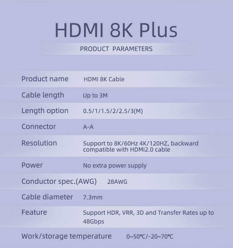 Source Factory High Quality Newest 28Awg High Speed Hdmi 48Gbps Custom Logo 8K Hdmi Cable For Hdtv Ps4