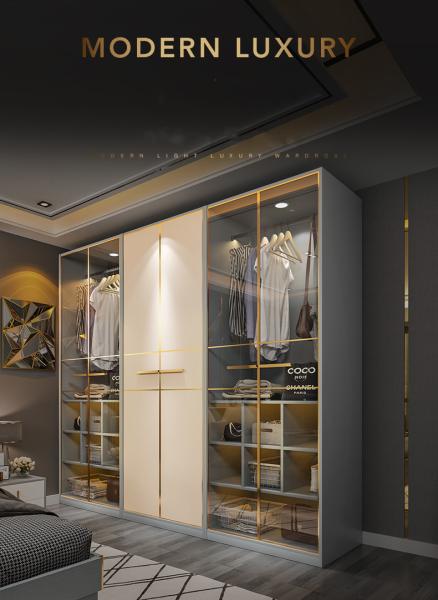 Luxury Led Light Walking Clothes Organizer Closet Storage Cabinet Wardrobe With