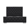 Buy cheap Crushed Velvet King Size Upholstered Bed Frame Plywood Black Faux Leather Europe Style from wholesalers