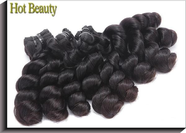 Buy cheap SGS Double Drawn Human Hair , Natural Color 1B Original Human Funmi Romance Hair Weft No Tangle from wholesalers