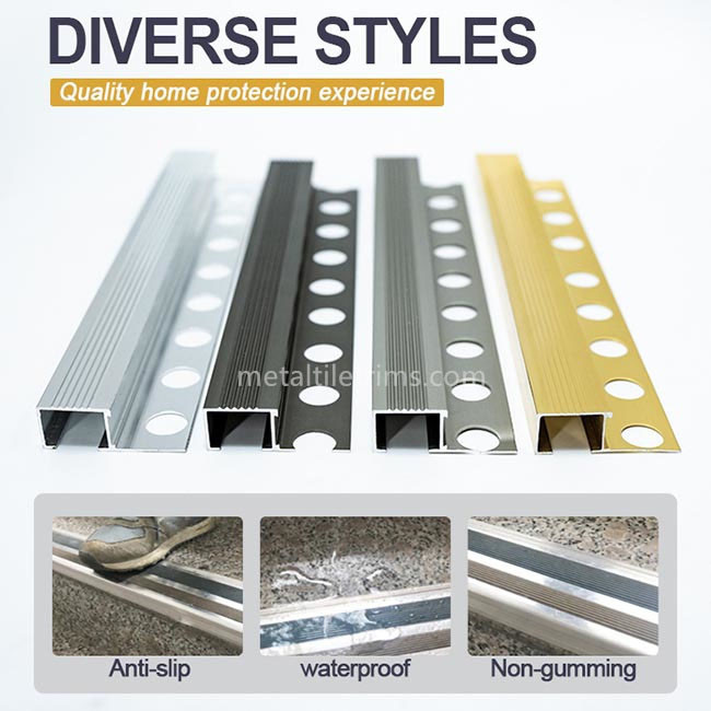 Slip Resistant Tile Edge Trim For Stairs Box Edge Shiny Silver Color