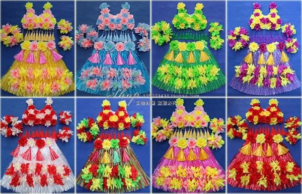 Quality hawaii hula dance skirt sets girls ladies women's grass skirt for beach festival party for sale