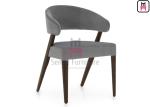 Enveloping Backrest Open Back Armrest Wood Restaurant Chair Gray Velvet