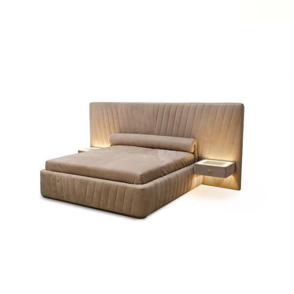 Buy cheap Contemporary Modern Bedroom Furniture Sets Solid Wood Inner Frame Matte Fabric Bed from wholesalers