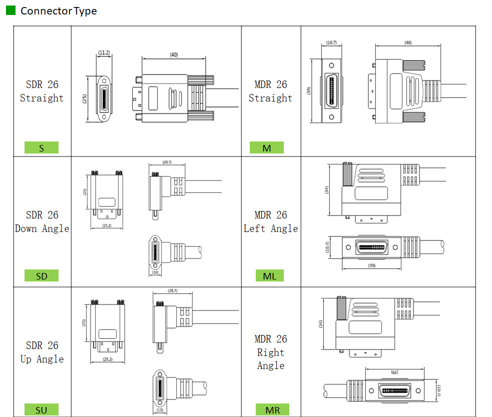 AIA PoCL Power on Camera Link Flexible Cable SDR Left Angled to MDR