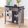 Buy cheap OEM Wood Rolling Kitchen Island On Wheels 360° Rotating With Double Drawers from wholesalers