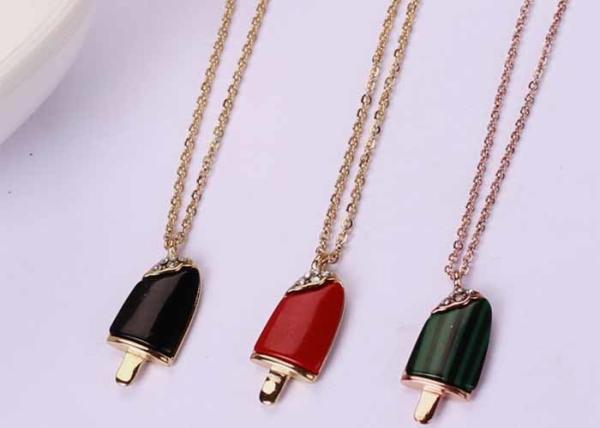 Buy cheap Summer titanium steel ice cream bar necklace 18K rose gold exquisite collarbone chain cute accessories from wholesalers