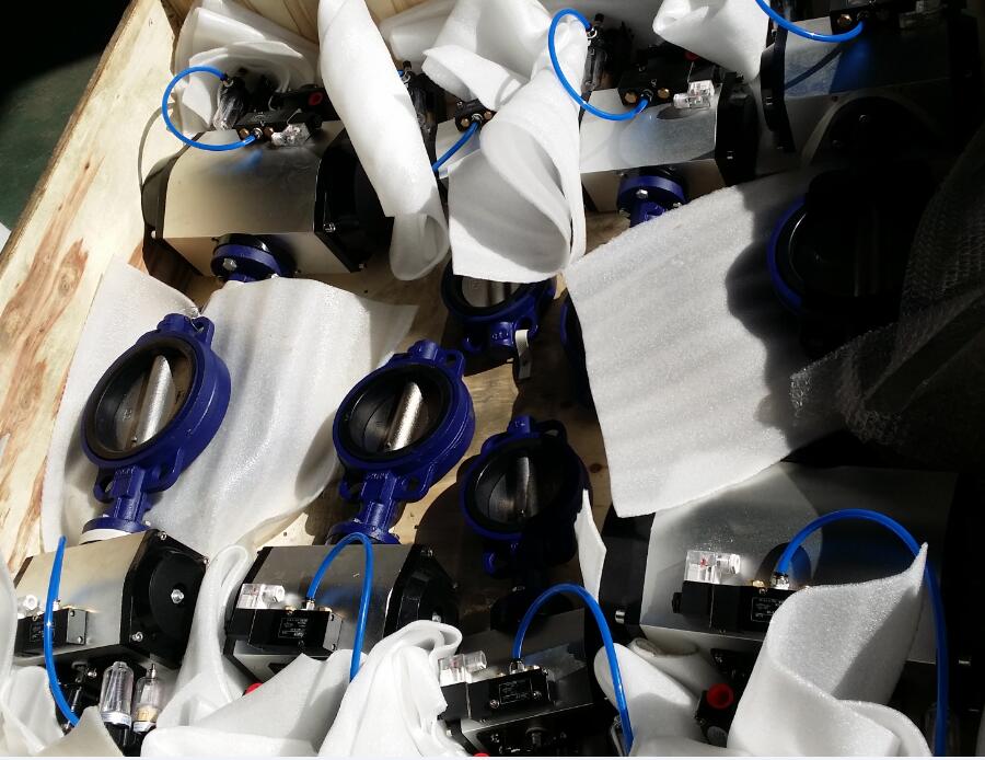DN40 ~DN1800 Pneumatic Butterfly Valve With Ductile Iron / Stainless Steel,SS304,316,CI,PN10