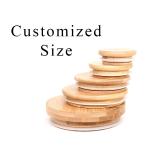 OEM Mason Jar Cup Lids 86mm With Straw Hole Bamboo Wooden