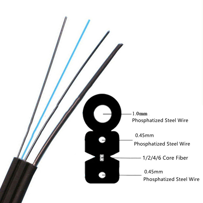 Customized Outdoor FTTH Drop Cable G657A1 G657A2 Type Black Color