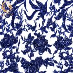 135cm Width Navy Blue Embroidered Tulle Lace Fabric Fashion Handwork