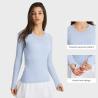 Buy cheap Ladies Long Sleeve Jacquard Horse Riding Tops Round Neck Sports T - Shirt Workout from wholesalers