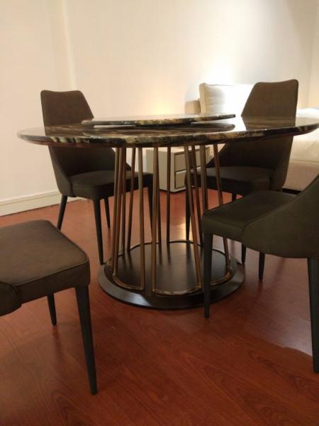 Marble Round Dining table 1.6m 1.8m diameter stainless steel base leg support