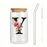 Exquisite Customized Logo 16oz Sublimation Glass Water Bottle Clear Floral