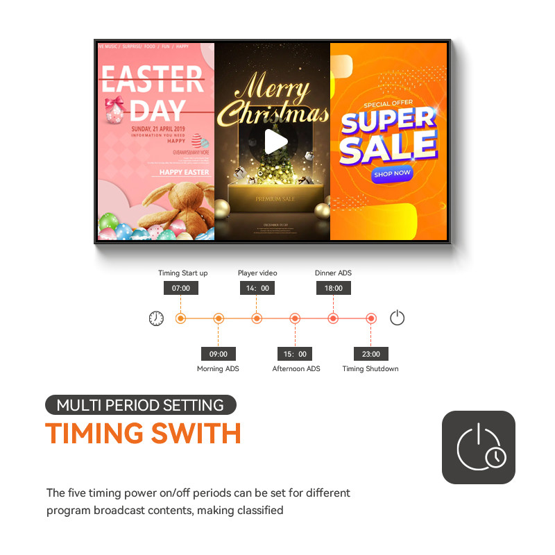 SDK Wall Mounted Lcd Digital Signage 65" Inch Super Narrow Commercial