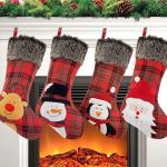 Christmas Stockings, 4 Pack 19'' Xmas Stockings with Penguin Santa Snowman