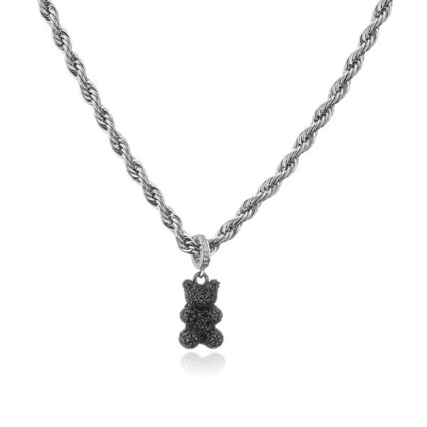 Buy cheap Custom 925 Sterling Silver Teddy Bear Necklace Classic Zircon Pendant Necklace from wholesalers