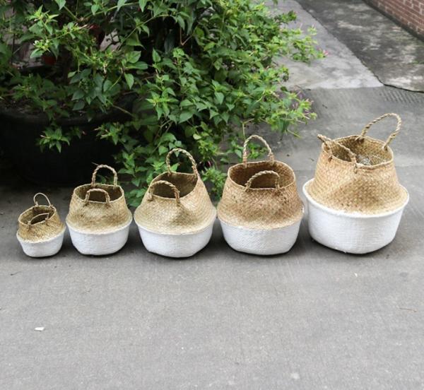 Handicraft Natural Seagrass Storage Basket With Handle ECO Friendly Kids Toy