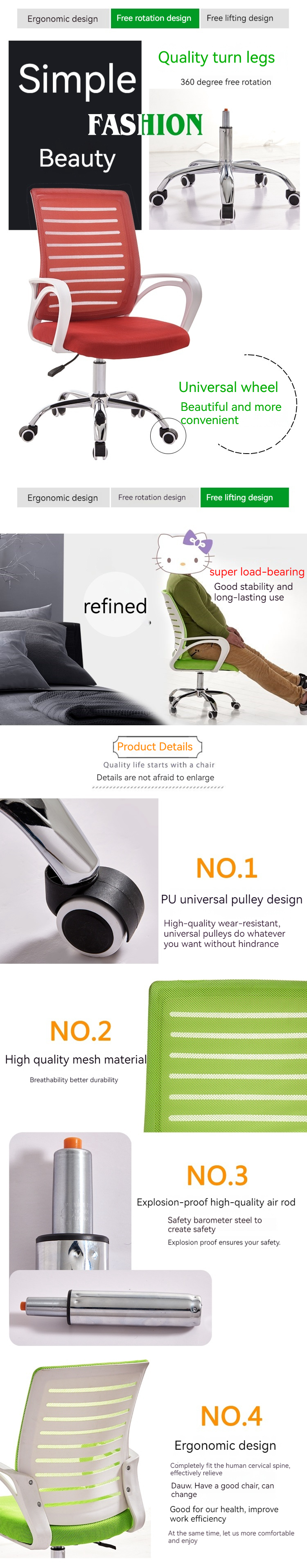 Modern Design Ergonomic Mesh Office Chair with Luxury Backrest and Lift Functionality