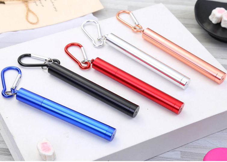 Durable Kitchen Household Items Telescopic Stainless Steel Straws Three Section