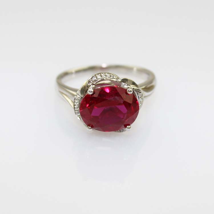 Women Jewelry 925 Silver 8x10mm Oval Purple Cubic Zircon Ring (F47E)