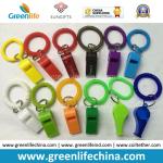 Plastic Green/Blue Wrist Coil Keychain W/Transparent Whistle for Alerting