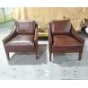 Buy cheap Vintage Leather Leisure Chair With Leather Arms Wooden Legs from wholesalers
