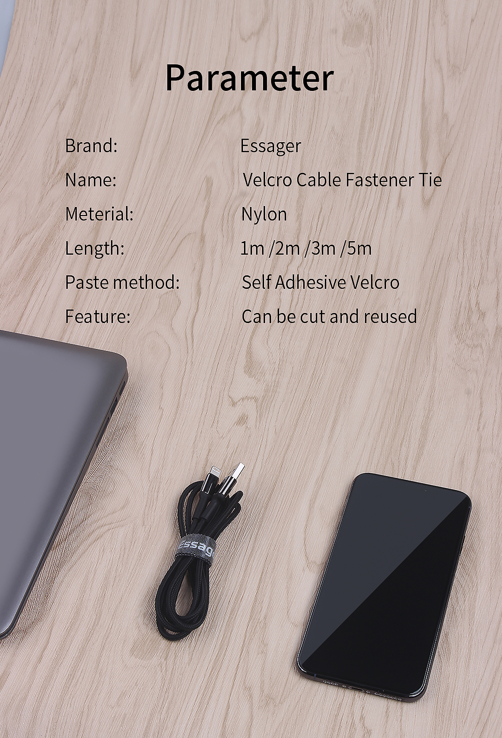 Table Desktop Cable Organizer 1M 2M 3M 5M For Mobile Wire Cable Management
