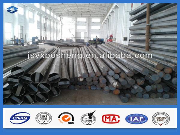 Buy cheap 69kv Voltage Square steel pole 9m 30FT height Carbon structural steels round metal post from wholesalers
