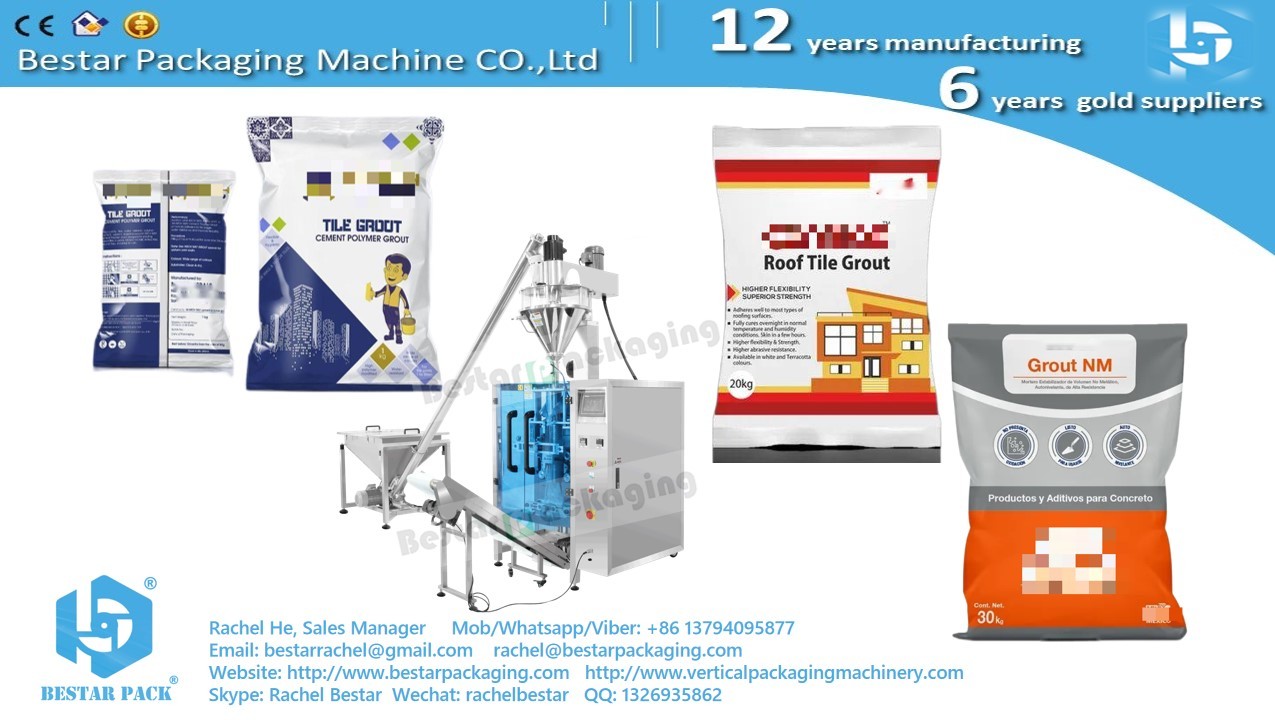 Cement powder 2kg pouch packaging by Bestar powder dosing machine BSTV-450DZ