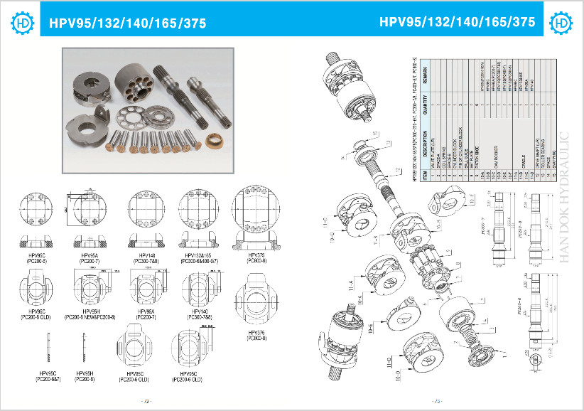 HPV95 KOMATSU Hydraulic Pump Parts Main Pump Spare Parts