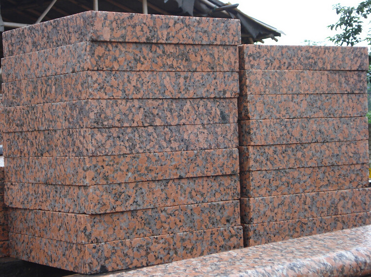 Outdoor G562 Dark Red Granite Stone Tiles , Polished Granite Floor Tiles