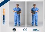 Blue PP / SMS Disposable Protective Gowns Scrub Suit Lightweight S-5XL Size