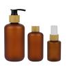 Buy cheap 250ml Frosted Amber Cosmetic PET Bottle With Bamboo Pump from wholesalers