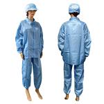 Blue 5mm Stripe Polyester Lint Free ESD Suit For Industrial Workwear
