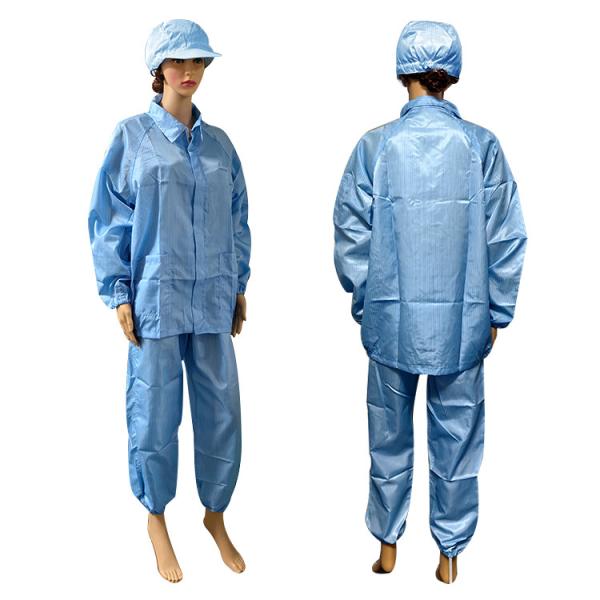 Buy cheap Blue 5mm Stripe Polyester Lint Free ESD Suit For Industrial Workwear from wholesalers