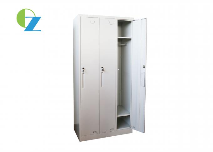 Three Doors Storage Cold Rolling Steel White Closet Wardrobe 0