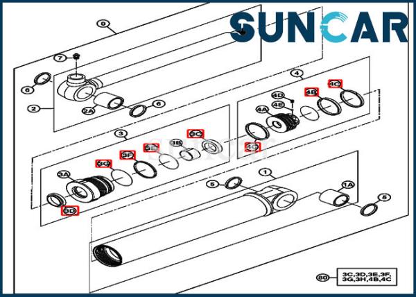 4667619 John Deere Swing Cylinder Repair Oil Seal Kits 17D Excavator Hydraulic