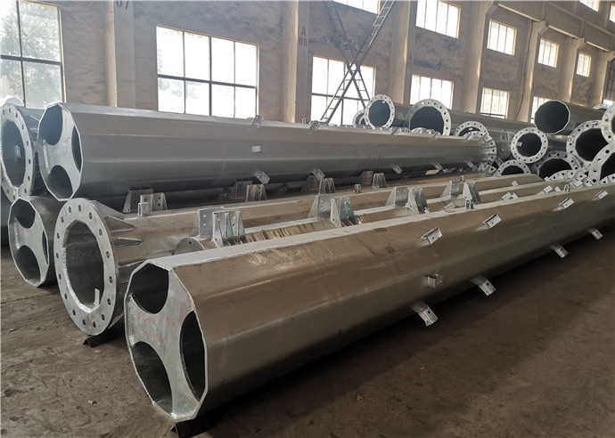 Polygonal Tapered Hot Dip Galvanized Steel Pole With Anchor Bolt Q235 Q345