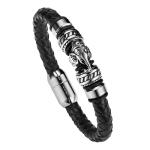 Custom stainless steel jewelry fashion mens leather bracelet/charm bracelet