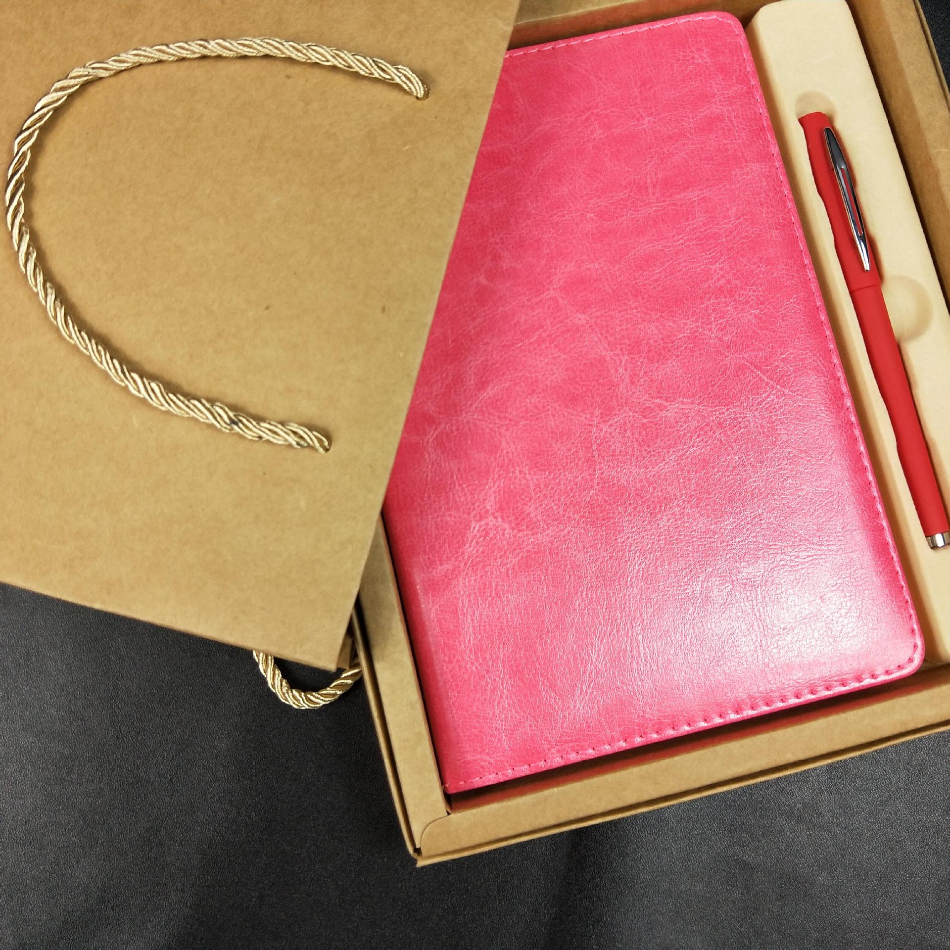 Leather Cover Material Folded Leaflet Binding Custom A5 PU Cover Note Book with Gift Box