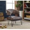 Buy cheap Durable Leather Leisure Chair Matt Black Finish Iron Frame Unique Curve Armrest Shape from wholesalers