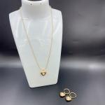 Gold Color Stainless Steel Earring ,Necklace , Bracelet Sets with shell For Lady