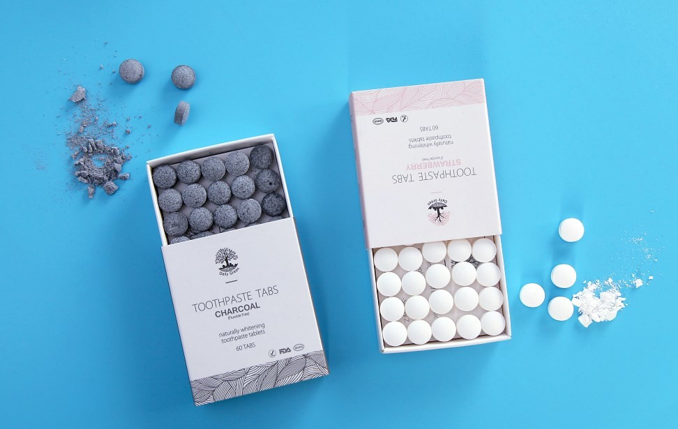 Glass Jar Zero Waste NHAp Toothpaste Tablets For Sensitive Teeth