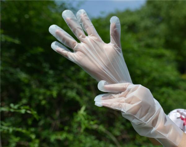 Buy cheap 1.3g Plastic 100pcs Disposable Cleaning Gloves Food Grade from wholesalers