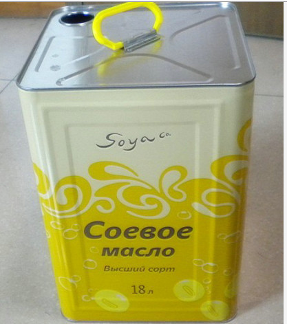 14L Cooking Oil Bucket Plastic Handle Square Metal Tin Containers