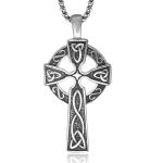 925 Silver Plated Titanium Stainless Steel Cross Pendant Vintage Old Necklace