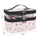 Multifunction Two Floors Marble PU Cosmetic Bag For Women